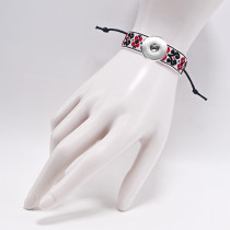 Natural Cotton and Hemp Colored Flower Bracelet fit  20MM Snaps button  wholesale