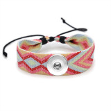 Knitted colorful cotton and linen bracelet fit  20MM Snaps button  wholesale