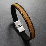 21CM Simple PU leather bracelet, classic punk bracelet