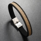 21CM Simple PU leather bracelet, classic punk bracelet
