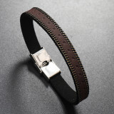 21CM Simple PU leather bracelet, classic punk bracelet