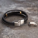 Weaving multi-layer love leather bracelet with stainless steel magnetic buckle bracelet