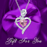 Rose Love Diamond Pendant Necklace Valentine's Day Mother's Day Gift