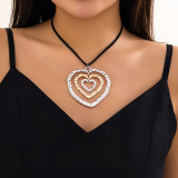 Valentine's Day Simple Adjustable Velvet Wax Thread Sweet Cool Big Love Necklace
