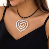 Valentine's Day Simple Adjustable Velvet Wax Thread Sweet Cool Big Love Necklace