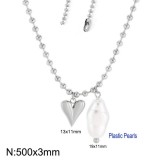 Valentine's Day stainless steel love pearl necklace