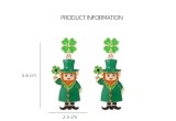Irish Carnival Green Elf Clover Earrings Alloy Drip Oil Set Diamond St. Patrick Hat Earrings