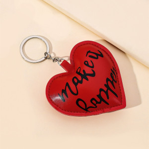 Valentine's Day Love Car Keychain PU Red Couple Heart shaped Keychain Pendant
