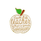 Teacher's Day apple English letter creative alloy brooch shirt collar accessory pins
