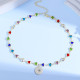 Colored gemstone love necklace fit 20MM Snaps button jewelry wholesale