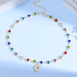 Colored gemstone love necklace fit 20MM Snaps button jewelry wholesale
