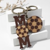Sports ball, football, basketball, baseball, mom's day, wooden vintage keychain pendant