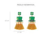St. Patrick's Carnival Clover Avatar Tassel Earrings Alloy Drip Oil Irish Hat Earrings