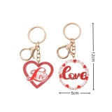 Valentine's Day Love English Wooden Keychain Couple Pendant