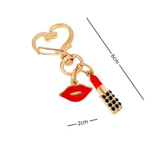 Valentine's Day keychain, metal lipstick, red lips, love buckle, car backpack, decorative pendant