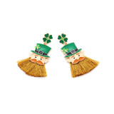 St. Patrick's Carnival Clover Avatar Tassel Earrings Alloy Drip Oil Irish Hat Earrings