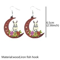 Easter Rabbit Earrings Wooden Vintage Frog Mushroom Moon Flower Fun Earrings