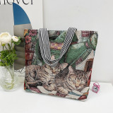 Retro Embroidered Cat and Dog One Shoulder Large Capacity Bag