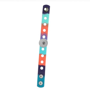 18cm kid junior style bracelet with 15mm width colorful silicone stretch fit 20mm snap button