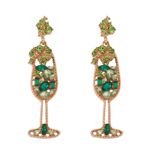Vintage pearl rhinestone wine glass shaped earrings