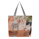 Retro Embroidered Cat and Dog One Shoulder Large Capacity Bag