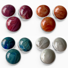20MM  Retro French oil painting with halo dyed semi circular resin snap button charms