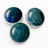 20MM  Retro French oil painting with halo dyed semi circular resin snap button charms