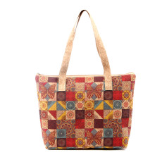 Cork geometric elements themed ethnic style digital printed backpack