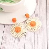 Handwoven Lafite Sunflower Earrings