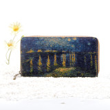 Van Gogh Oil Painting Theme Starry Sky Kissing Zero Wallet Environmentally Friendly Cork