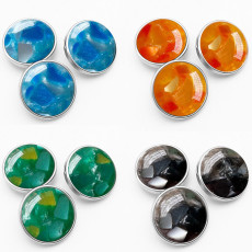 20MM  Dotted crushed shell resin snap button charms