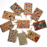 Cork environmentally friendly material with ethnic style characteristics, small and exquisite zero wallet, high-definition digital printed square pattern zero wallet