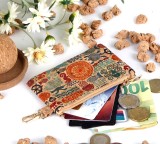 Cork environmentally friendly material with ethnic style characteristics, small and exquisite zero wallet, high-definition digital printed square pattern zero wallet