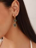 Stainless steel gold flower earrings