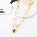 Valentine's Day Stainless Steel Love Double Layer Necklace