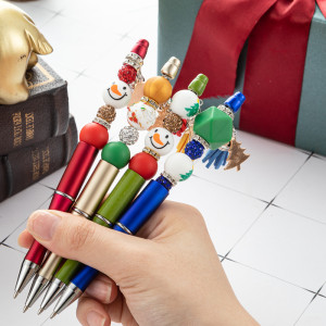 Christmas stationery tassel beads ballpoint pen Santa Claus pendant rotating ballpoint pen