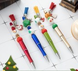Christmas stationery tassel beads ballpoint pen Santa Claus pendant rotating ballpoint pen