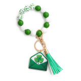 St. Patrick's Festival Jewelry Clover Pendant Irish Festival Bracelet Wooden Bead Keychain