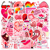 50 Love Valentine's Day Stickers Cartoon INS Sweet Valentine's Day Love LOVE Romantic Love Graffiti Waterproof Stickers