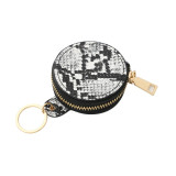 Bluetooth earphone bag PU leather bracelet keychain makeup bag with mirror circular wrist bag