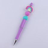 Rainbow silicone bead colored plastic bead writing neutral pen