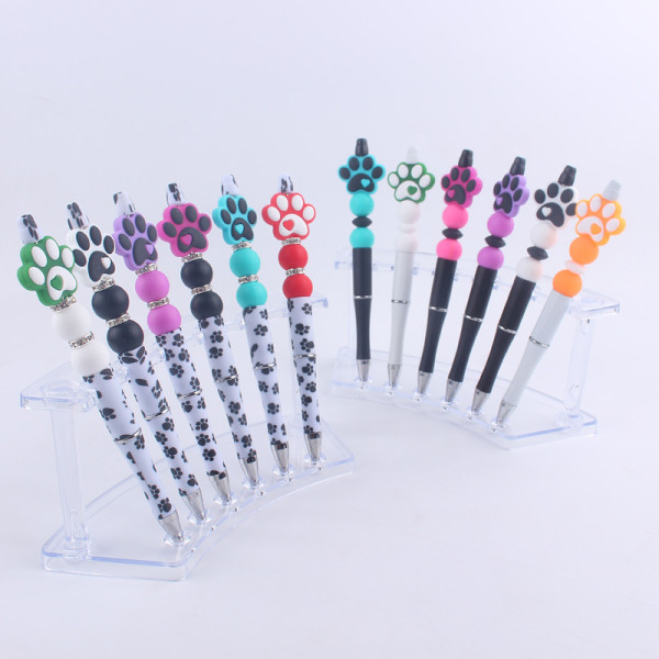 Dog paw print Silicone Beads Colored Plastic Beads Writing Neutral Pen