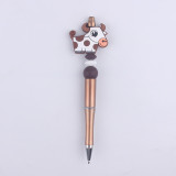 Cartoon Animal Cattle Silicone Beads Colored Plastic Beads Writing Neutral Pen