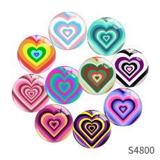 20MM Valentine's Day Love Print glass snap button charms