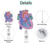 Medical Care Series Acrylic Sparkling Powder Heart Medicine Bottle with Dog Easy Pull Buckle Retractable Clip Emblem Roll Keychain