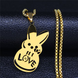 Stainless steel Easter rabbit love pendant necklace