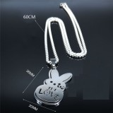 Stainless steel Easter rabbit love pendant necklace