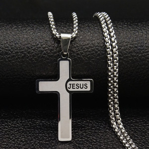 Stainless steel cross Jesus pendant necklace