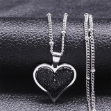 Stainless steel love water diamond pendant necklace