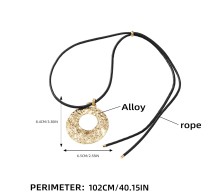 Alloy circular metal pendant, extra long, extendable and adjustable necklace